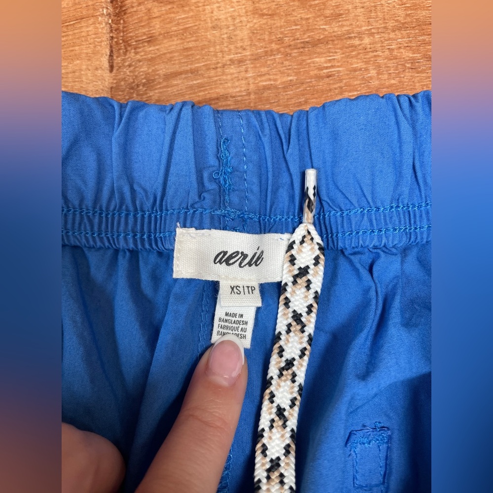 NWT Aerie baggy cargo skater pants XS cotton sustainable drawstring cobalt blue - Picture 9 of 15